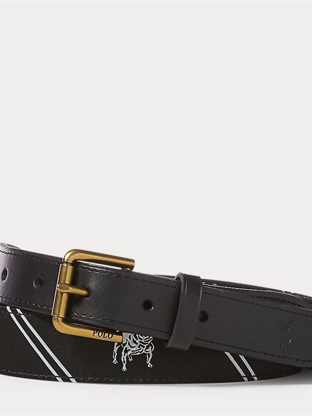 Polo by Ralph Lauren NWT Polo Bulldog Overlay Webbed Belt Leather 36 Preppy